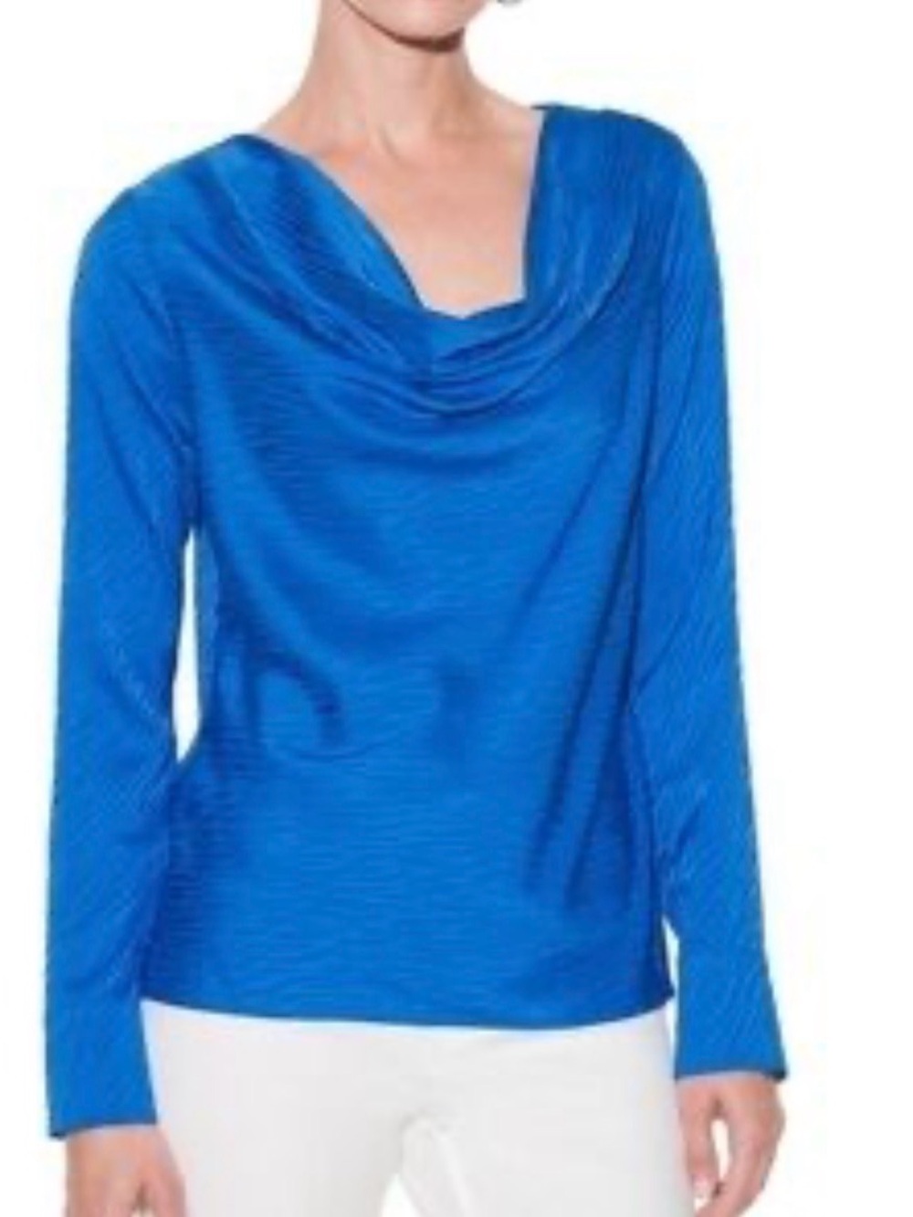 WHBM Blue Print Wide Neck Blouse XS